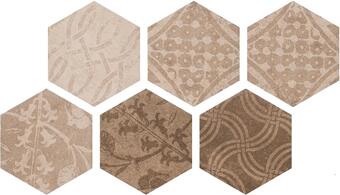 Керамогранит Argenta Atlas Hexagon Patchword Warm 22x25
