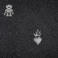 Стекло Bisazza The Crystal Collection Hearts And Robots Black 0.97x0.97