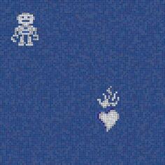 Стекло Bisazza The Crystal Collection Hearts And Robots Blue 0.97x0.97