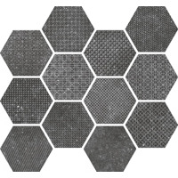 Керамогранит Equipe Coralstone Hexagon Melange Black Antislip 29.2x25.4