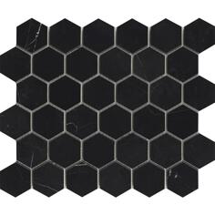 Камень LAntic Colonial Essential Mosaics Hexagon Negro Marquina Pulido 25.8x29.8