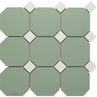 Глазурованный керамогранит MEGA TILE Crayon OctagoneTCLightGreenMatTCWhiteMat10/4 Декоративный элемент