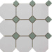 Глазурованный керамогранит MEGA TILE Crayon OctagoneTCWhiteMatTCLightGreenMat10/4 Декоративный элемент - фото в интерьере