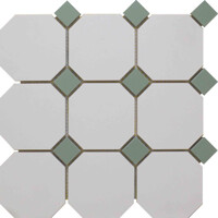 Глазурованный керамогранит MEGA TILE Crayon OctagoneTCWhiteMatTCLightGreenMat10/4 Декоративный элемент