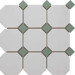 Глазурованный керамогранит MEGA TILE Crayon OctagoneTCWhiteMatTCLightGreenMat10/4 Декоративный элемент