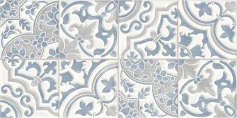 VitrA CraftMix Blue Scored Artisan Decor Patchwork Glossy 30x60