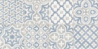 VitrA CraftMix Blue Scored Regular Decor Patchwork Glossy 30x60