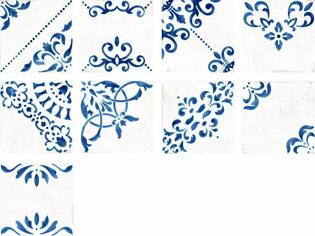 Керамогранит Wow Blanc Et Bleu Antique Decor Mix 18.5x18.5
