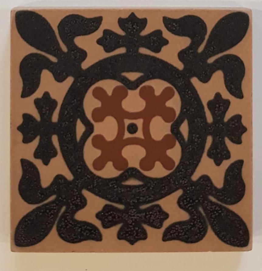 Керамогранит Winckelmans Simple Colors Decors Encaustic Enc 02 Cognac Black-Red 7x7  - детальное изображение