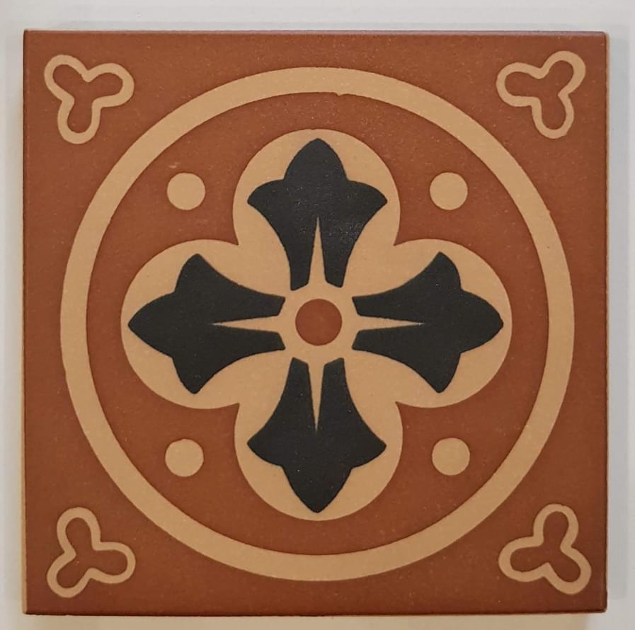 Керамогранит Winckelmans Simple Colors Decors Encaustic Enc 03 Cognac Red-Black 10x10  - детальное изображение