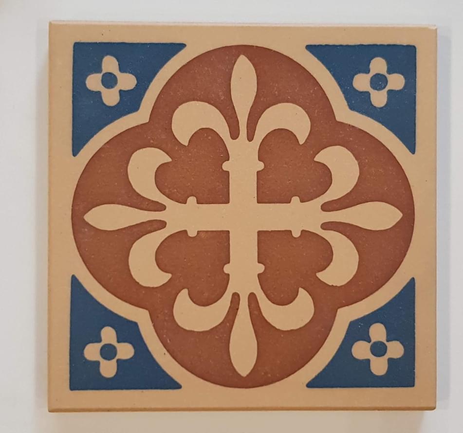 Керамогранит Winckelmans Simple Colors Decors Encaustic Enc 05 Cognac Red-D.Blue 10x10  - детальное изображение