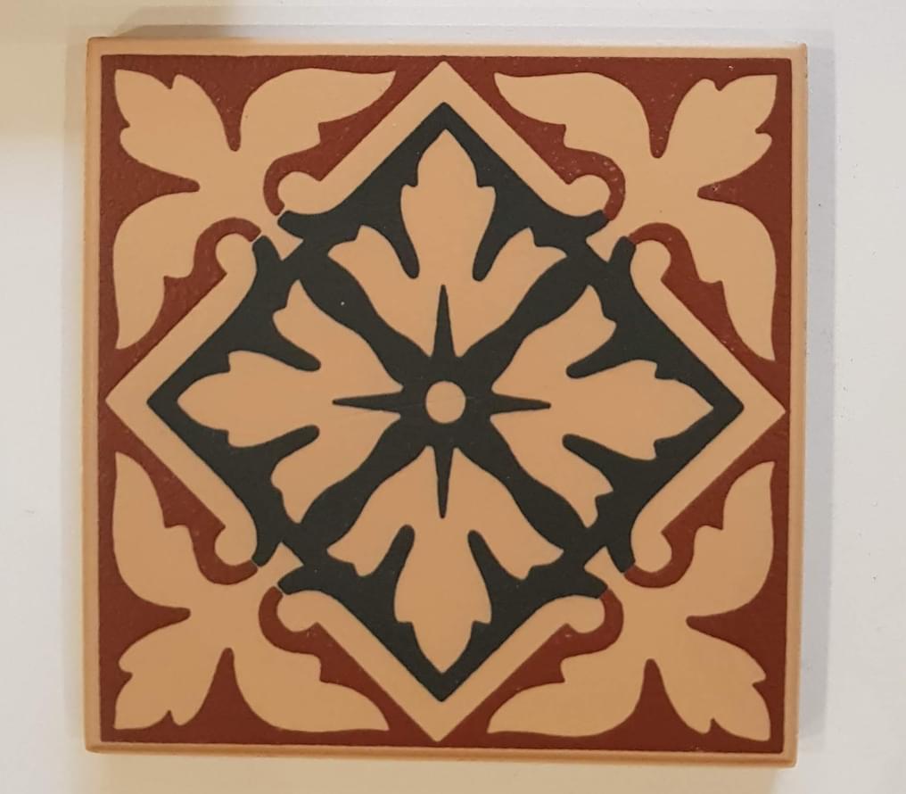 Керамогранит Winckelmans Simple Colors Decors Encaustic Enc 10 Cognac Red-Black 10x10  - детальное изображение